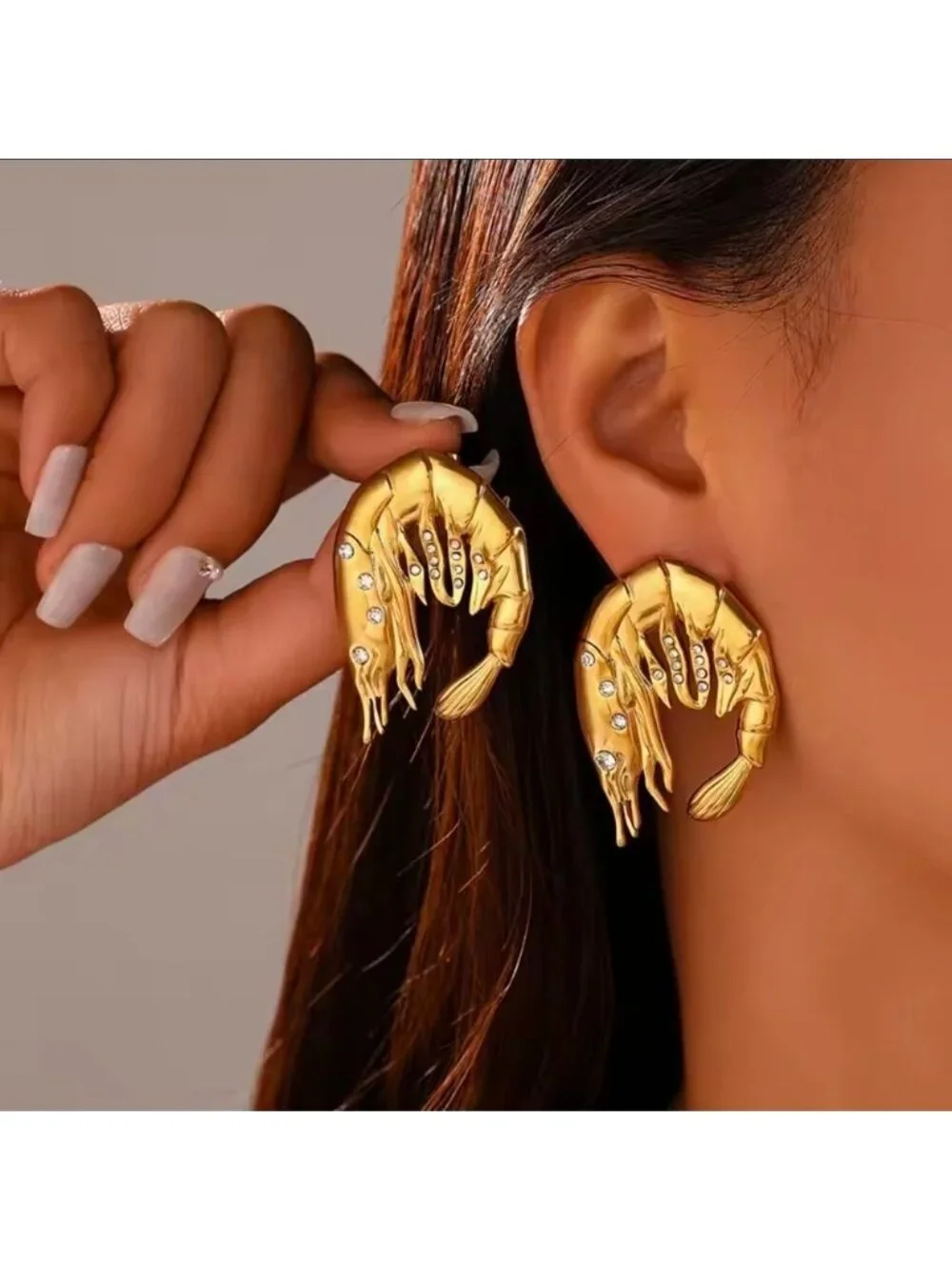 Gold Shrimp Hook Earrings